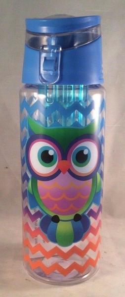 Colorful OWL Acrylic Flip Top Infuser Water Bottle, 16 oz, b