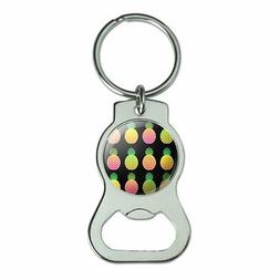 Colorful Pineapples Pattern Bottle Cap Opener Keychain Key R