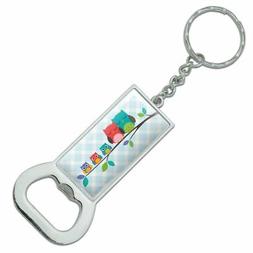 Cute Colorful Owl Family Rectangle Metal Bottle Opener Keych