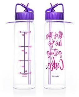Cute Water Bottle with Motivational Quote Time Marks Reminde