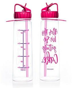 Cute Water Bottle with Motivational Quote Time Marks Reminde
