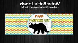 Dinosaur Waterproof Birthday Water Bottle Labels