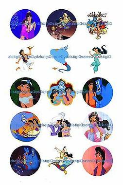 DISNEY ALADDIN 1" CIRCLES  BOTTLE CAP IMAGES. $2.45-$5.50  *