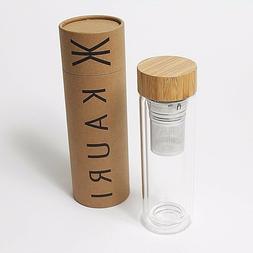 Double Wall Glass Water Bottle with Stainless Steel Infuser 