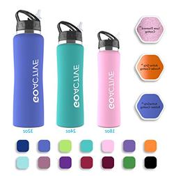 NEW Durable Insulated Water Bottle Purple 24oz With Flip Str
