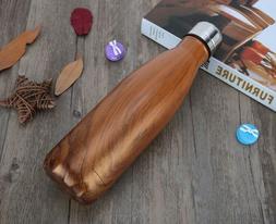 Eco Stainless Steel Wood Grain Water Bottle - 17 oz Vacuum I
