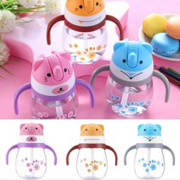 Fashion Baby Kids Toddler School Drinking Water Straw Bottle