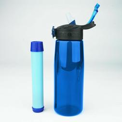 Filtered Water Bottle BPA Free & Filter Straw Camping Hiking