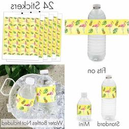 Flamingo Pineapple Tropical Party Water Bottle Labels 20 Ct 