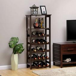 Floor Standing Wine Rack Modern Wood Bottle Cabinet Holder S