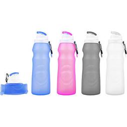 Foldable Portable Silicone Water Bottle PA Free Non-Toxic - 