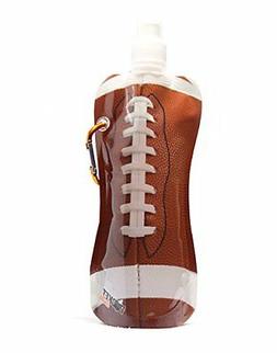 Foldable Water Bottle W/carabiner & Brush, 16 Oz, Football