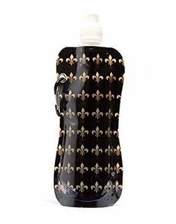 Foldable Water Bottle W/carabiner & Brush, 16 Oz, Fleur De L