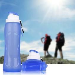 Folding Collapsible Soft Flask Water Bottle Running Jogging 