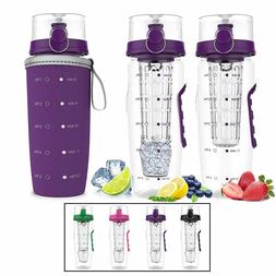 Bevgo Fruit Infuser Water Bottle &ndash;Detachable Ice Gel Ball 