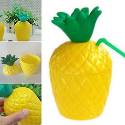 Fruit Pineapple PP Cup Bottle with Straw Hawaii Party Swimmi