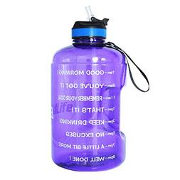 QuiFit Gallon Sport Water Bottle Wide Mouth with Straw Lid E