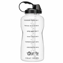 Gallon Sport Water Bottle with Straw Time Marker BPA Free 12