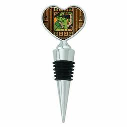 Geometric Apatosaurus Dinosaur Heart Love Wine Bottle Stoppe