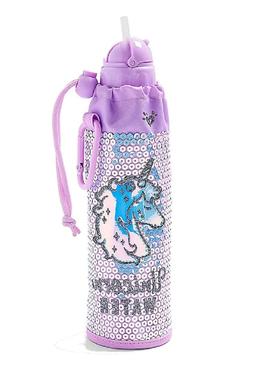 Justice for Girls Sequined Unicorn Sleeved Water Bottle