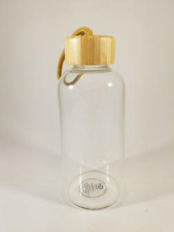 Glass Water Bottle 18 oz Shatter Resistant with Bamboo Lid a