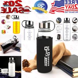 Glass Water Bottle 32 Oz, Wide Mouth Glass Water Bottle with