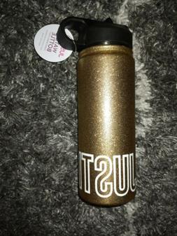 Justice gold glitter logo metal flip top Water Bottle 25.6 f