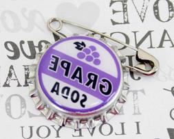 Grape Soda Bottle Cap Pin Ellie Badge - LP - Personalized - 