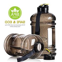 Gym Sports Water Bottle w/ Non-Silp Sleeve 1Gallon/2.2L Wate