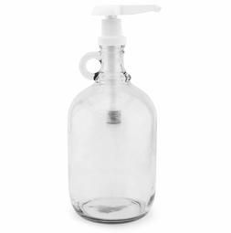 Half Gallon Glass Pump Dispenser Bottle, 64-Ounce Jug with P
