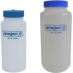 Nalgene HDPE Plastic Wide Mouth Storage Bottle - Clear/Blue