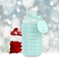 Holiday Season Leakproof Glass Wide Mouth Water Bottle with 