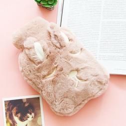 Hot Water Bottle with Cover Plush Fur Furry Sleeve Winter Ha