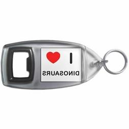 I Love Heart Dinosaurs - Plastic Bottle Opener Key Ring New