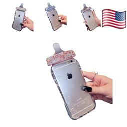 For iPhone 6 7 8 + Case Soft TPU Diamond Bling Baby Milk Bot