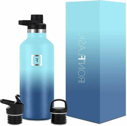Iron Flask Narrow Mouth Sports Water Bottle - 32 Oz, 3 Lids 