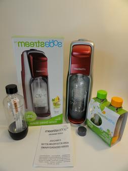 SODASTREAM JET SODA STREAM SODA MAKER RED w/ 2 SMALL & 1 LAR