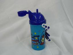 Kids Water Bottle Decorated with Trains, Flip Top!!