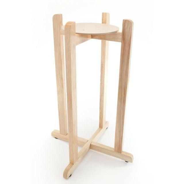 27" Water Crock Wood Floor Stand Porcelain Vase Dispenser H2