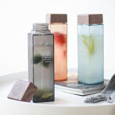 450ml Fashion Summer Water Cup Wood Grain Square Milk Box Le