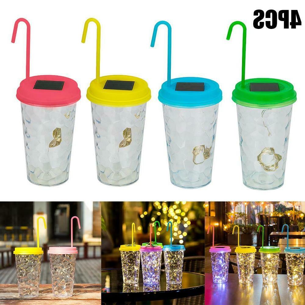 4pcs Innovative Bottle Lights Milk Tea Cup Lid Light Solar L