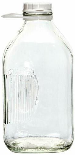 64Oz Dairy Farm Glass Milk Bottle With Reusable Snaap Top Li