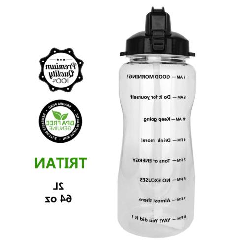 QuiFit 64oz Portable Drinking Straw Daily Water Bottle Sport