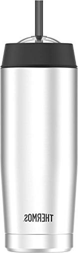 Thermos 16 Ounce Cold Cup with Straw, Stainless Steel