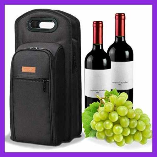 ALLCAMP 9 PC Wine Travel Bag & Insulated Carrier Tote 2 Pers