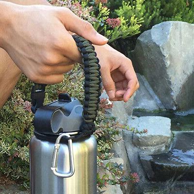 Paracord Handle Strap With Safety Ring Water Bottle Outdoor 