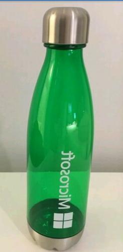 Microsoft Green Clear 25 oz Water Bottle Stainless Lid and B