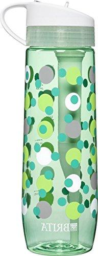 Brita Hard Sided Water Filter Bottle, Mint Polka Dot, 23.7 O
