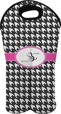 Houndstooth w/Pink Accent Wine Tote Bag  