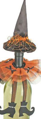 Kirks Folly Orange & Black Wicked Witch Halloween Bottle Sto